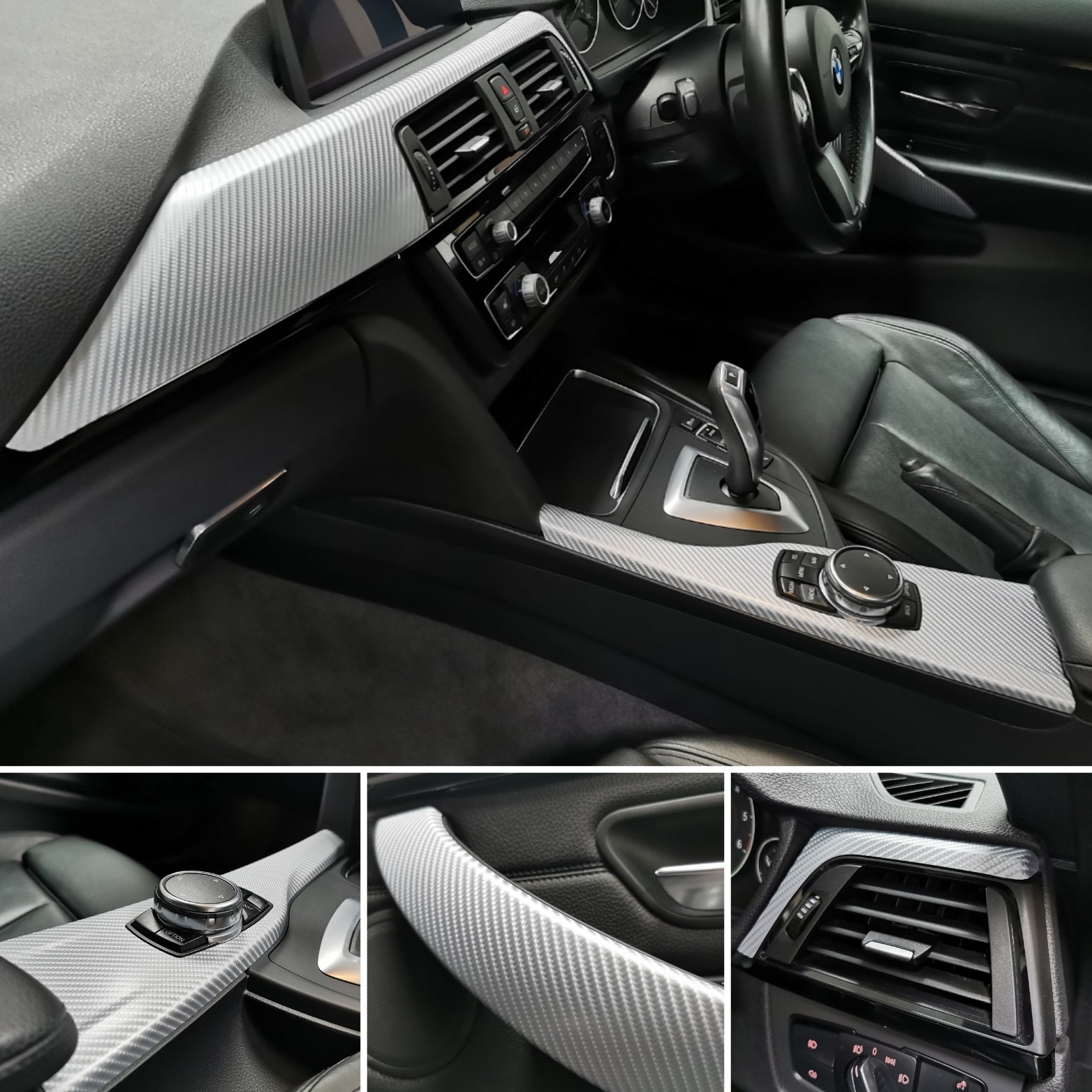WRAPPING SERVICE - BMW F3X INTERIOR TRIM SET 4D SILVER CARBON F30 F31 F32 F33 F36